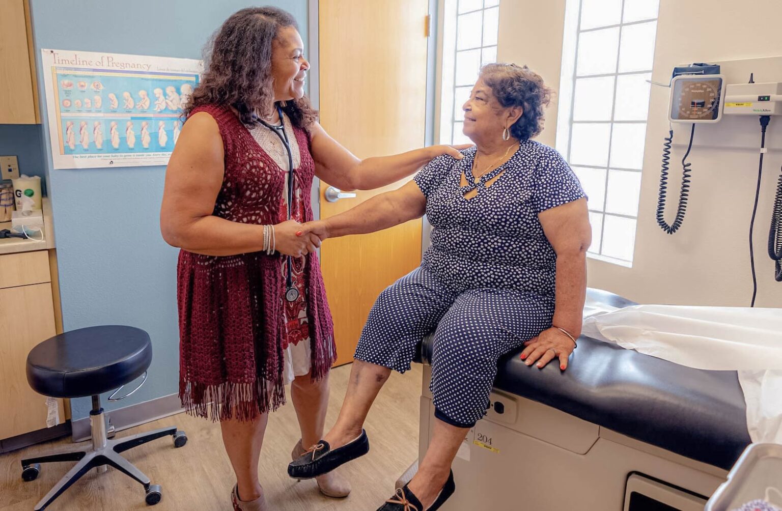 Nurse practitioner with female patient for an annual exam at Community Health Centers of South Central Texas