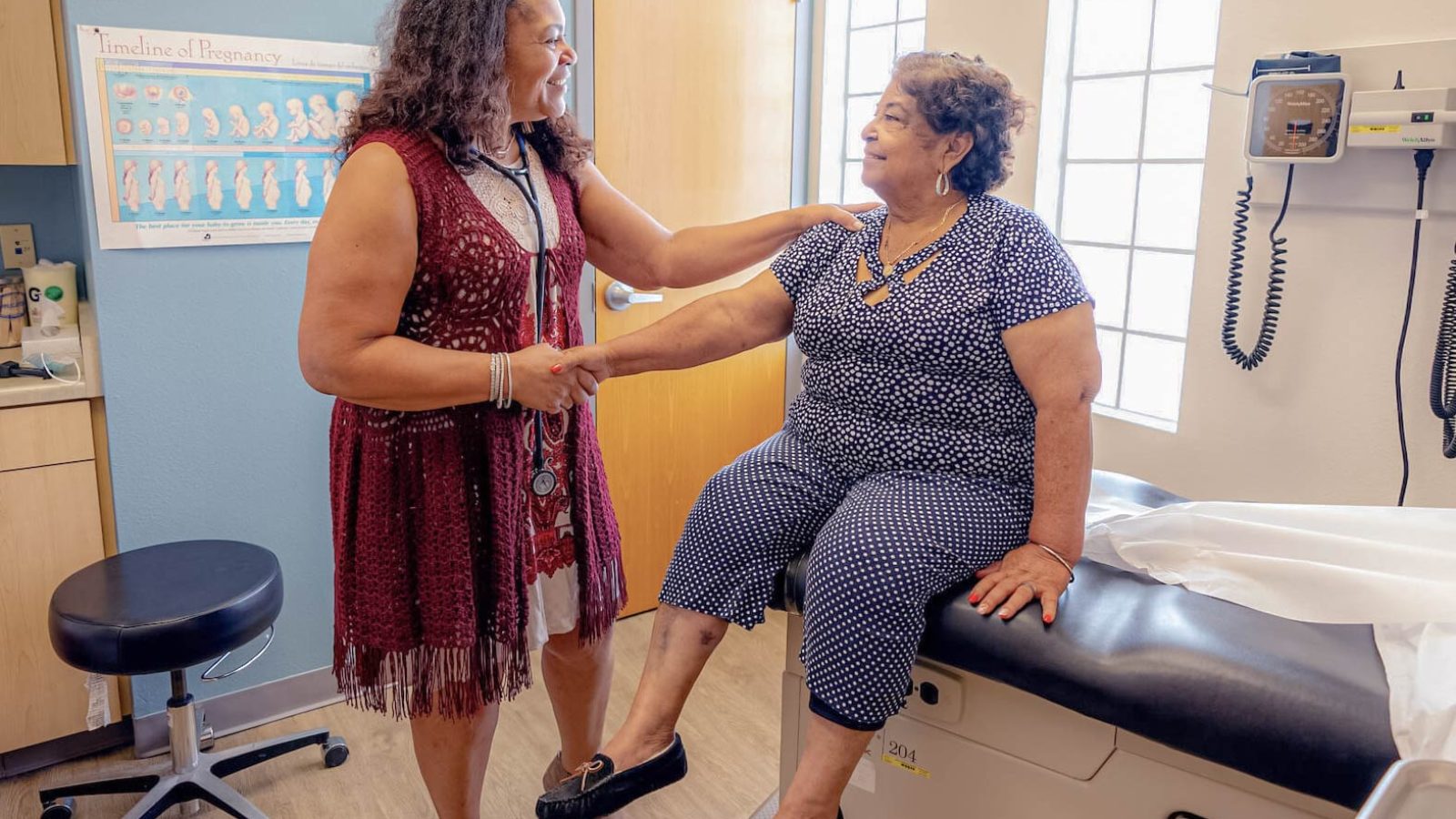 Nurse practitioner with female patient for an annual exam at Community Health Centers of South Central Texas